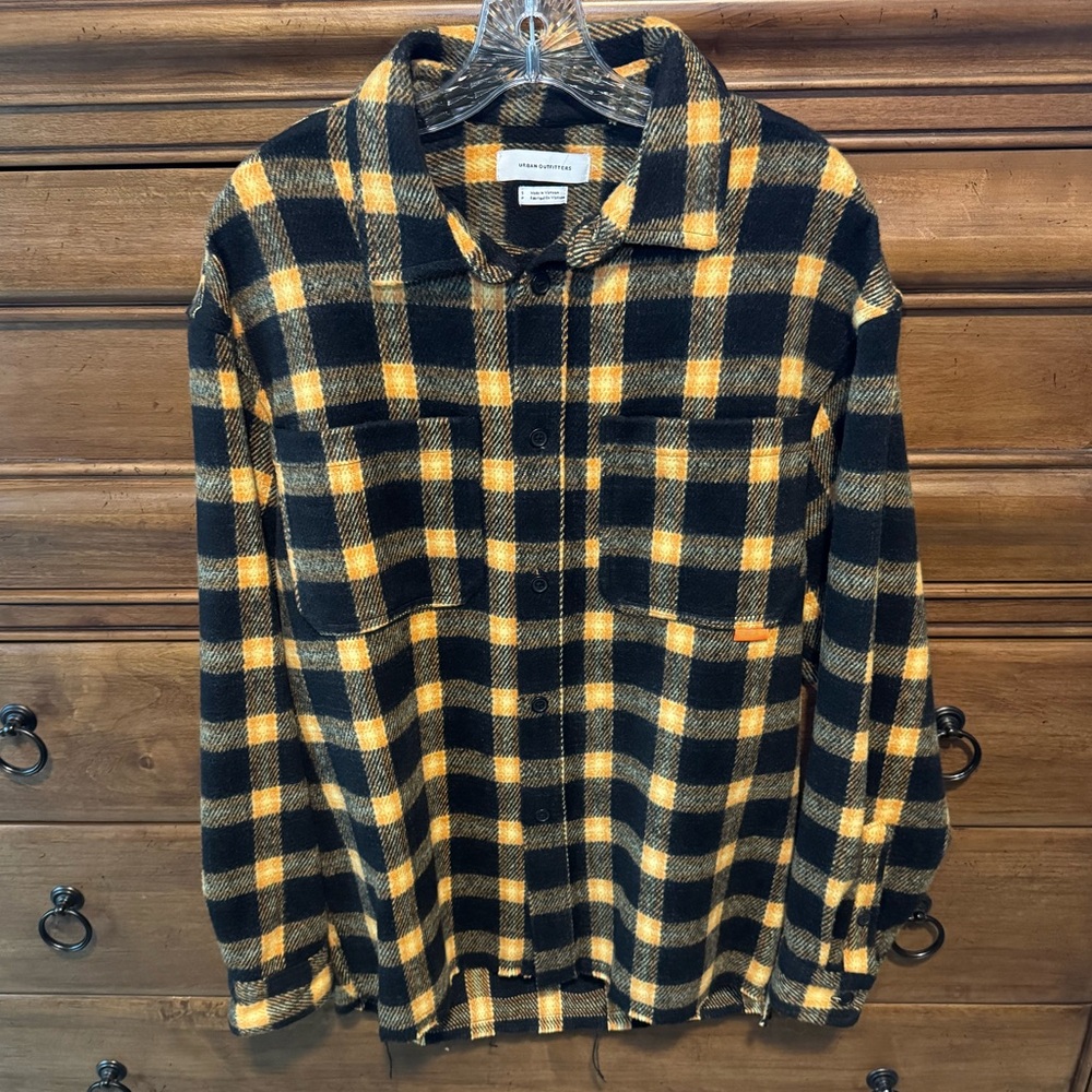Urban Outfitters Orange and Black Plaid Shirt